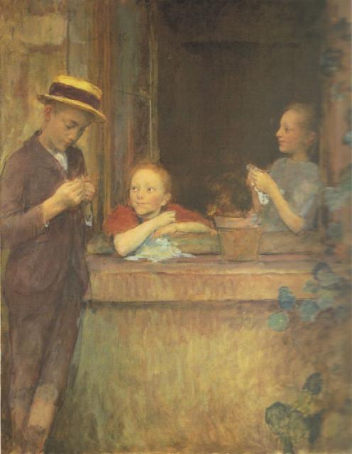 Ferdinand, Marie et Angèle Guiguet à la fenêtre 